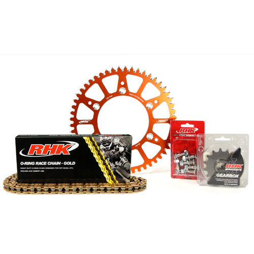 Husqvarna TE150i 2021-2022 RHK 13/48 Gold O-Ring Chain & Orange Alloy Sprocket Kit