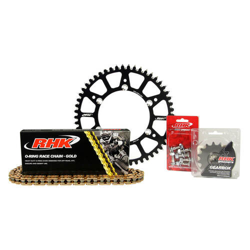 Suzuki RMZ250 2021-2024 RHK 13/48 Gold O-Ring Chain & Black Alloy Sprocket Kit