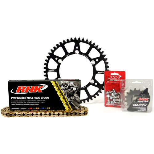 Kawasaki KX250F 2006-2020 14T/49T RHK X-Ring Chain & Black Alloy Sprocket Kit 