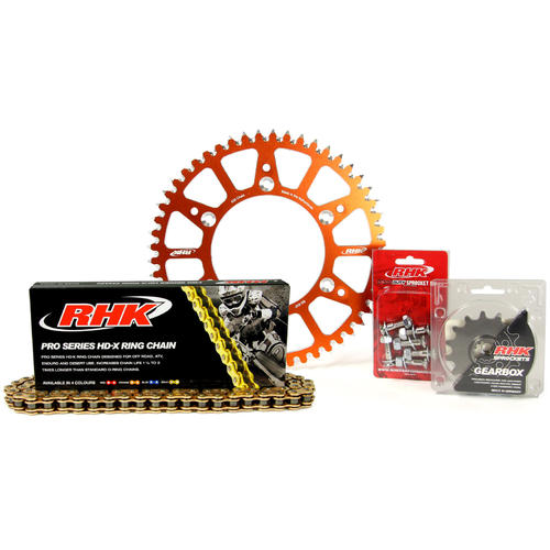 KTM 525 EXC-F 2003-2008 13T/48T RHK X-Ring Chain & Orange Alloy Sprocket Kit 