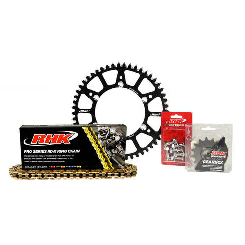 Suzuki RMZ250 2021-2024 RHK 13/48 Gold HD-X Chain & Black Alloy Sprocket Kit