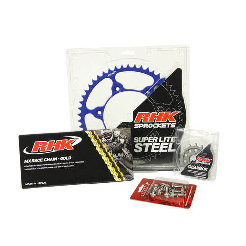 Yamaha YZ125 2021-2024 RHK 13/45 Gold MX Chain & Blue Super Lite Steel Sprocket Kit