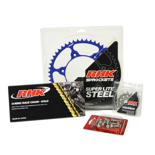 Yamaha YZ125 2021-2024 RHK 13/45 Gold O-Ring Chain & Blue Super Lite Steel Sprocket Kit