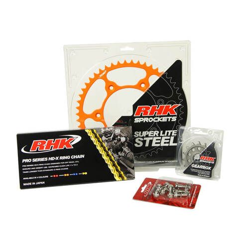 KTM 250 XC TPI 2021-2022 RHK 13/45 Gold HD-X Chain & Orange Super Lite Steel Sprocket Kit