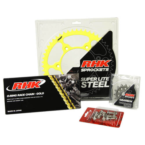 Suzuki RMZ250 2021-2024 RHK 13/47 Gold O-Ring Chain & Yellow Super Lite Steel Sprocket Kit