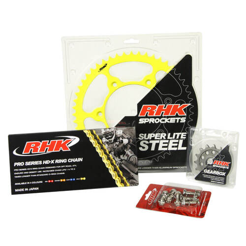 Suzuki RMZ250 2021-2024 RHK 13/47 Gold HD-X Chain & Yellow Super Lite Steel Sprocket Kit