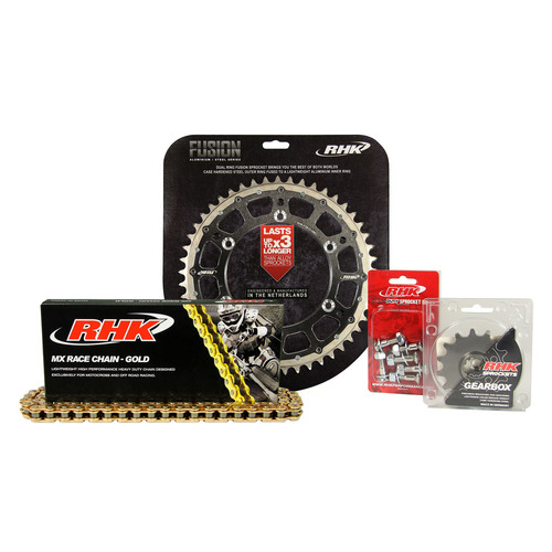 Kawasaki KX250F 2021-2024 RHK 13/48 Gold MX Chain & Black Fusion Sprocket Kit