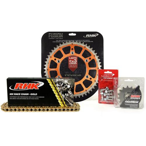 KTM 525 EXC-F 2003-2008 13T/48T RHK MX Chain & Orange Fusion Sprocket Kit 