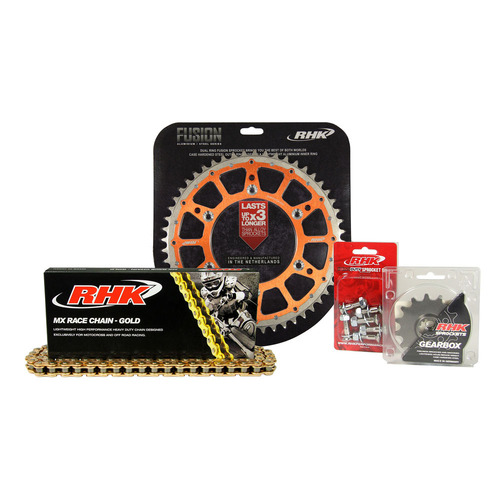 KTM 250 XC TPI 2021-2022 RHK 13/48 Gold MX Chain & Orange Fusion Sprocket Kit