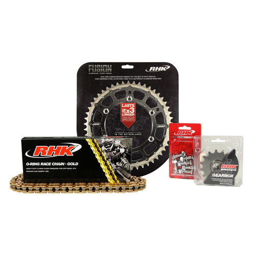 Kawasaki KX250F 2021-2024 RHK 13/48 Gold O-Ring Chain & Black Fusion Sprocket Kit