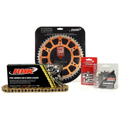 KTM 525 EXC-F 2003-2008 13T/48T RHK X-Ring Chain & Orange Fusion Sprocket Kit 