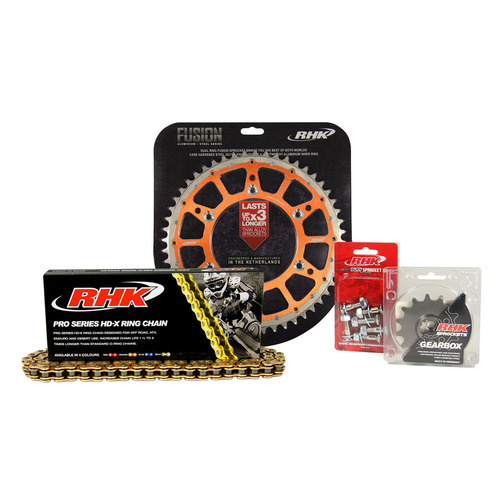 Gas-Gas EC250 2021-2024 RHK 13/48 Gold HD-X Chain & Orange Fusion Sprocket Kit