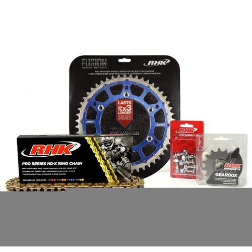 Husqvarna TE250 2014-2020 15T/52T RHK X-Ring Chain & Blue Fusion Sprocket Kit 