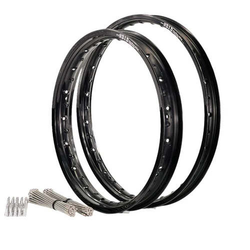 Gas-Gas MC 250 2022 - 2025 21/19 OEM Front/Rear Black DID MX Rim & Bulldog Spoke Set