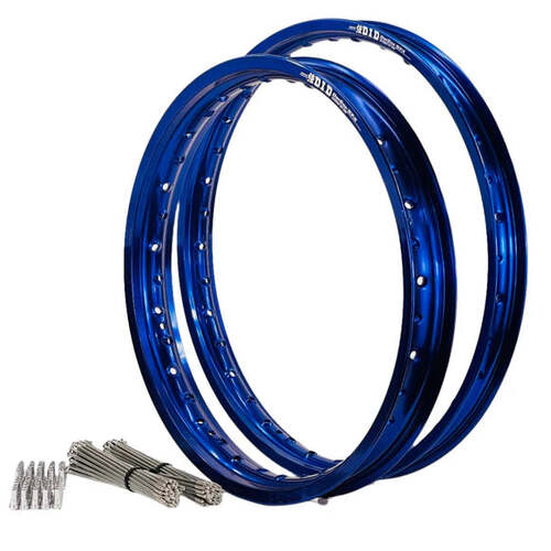 Husaberg FE501E 2004 - 2004 21/18 OEM Front/Rear Blue DID MX Rim & Bulldog Spoke Set