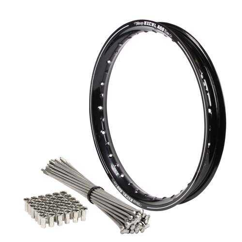 Husaberg FE650E 2005 - 2008 18x2.15 OEM MX Rear Black A60 Excel Rim & SS Bulldog Spoke Set