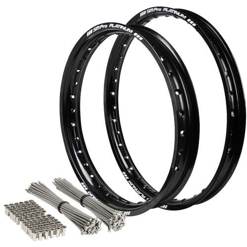 Kawasaki KLX450R 2007 - 2024 21/18 OEM MX Front/Rear Black SM Pro Rim & SS Bulldog Spoke Set