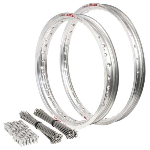 Gas-Gas MC 450F 2021 - 2025 21/19 OEM MX Front/Rear Silver Excel Rim & Axiom Spoke Set