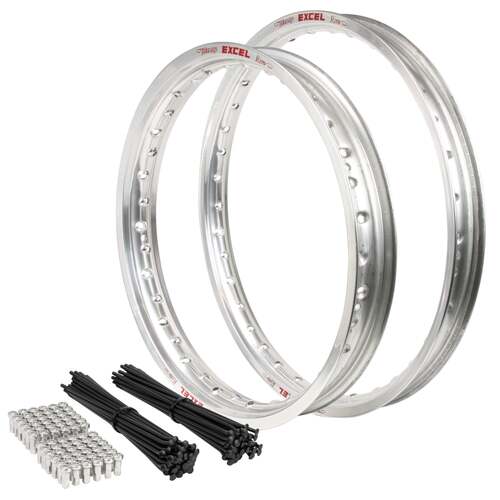 Gas-Gas EX 250F 2023 - 2025 21/19 OEM MX Front/Rear Silver Excel Rim & Black Axiom Spoke Set