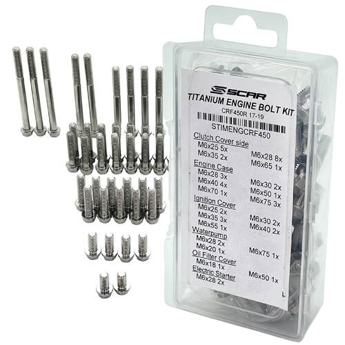 Scar Titanium Motorcycle Engine Bolt Kit Fits 450 Honda - 48 Pieces