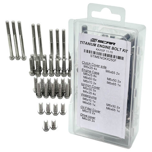 Scar Titanium Motorcycle Engine Bolt Kit Fits Kawasaki - 42 Pieces