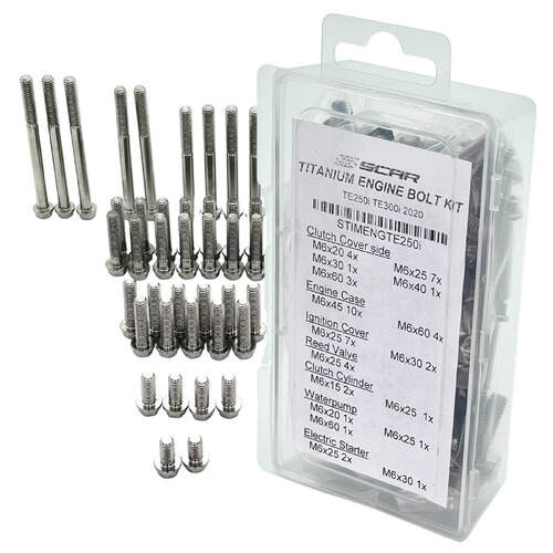 Scar Titanium Motorcycle Engine Bolt Kit Fits Husqvarna - 52 Pieces