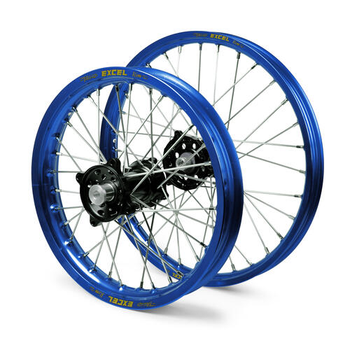 Yamaha YZ80 1993-2024 JNR MX Wheel Set Blue Excel Rims / Black SM Pro Hubs 19x1.40 / 16x1.85