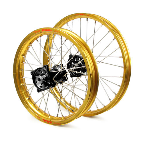 Yamaha YZ80 1993-2024 JNR MXWheel Set Gold Excel Rims / Black SM Pro Hubs 19x1.40 / 16x1.85