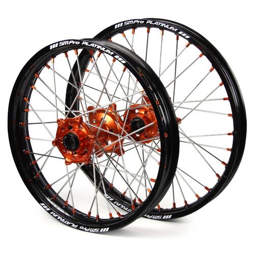 Husqvarna TE150I 2017-2024 SM Pro Wheel Set 21/18 Black Rim Orange Hub