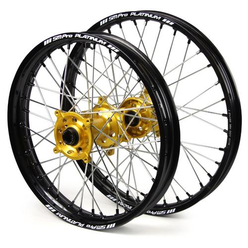 Suzuki RM125 2001-2008 SM Pro Wheel Set 21/19 Black Rim Gold Hub 