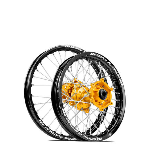 Yamaha YZ80 1994-2001 SM Pro MX JNR Wheel Set 17/14 Black Rims Gold Hubs SS Silver Spokes