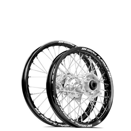 Yamaha YZ80 1994-2001 SM Pro MX JNR Wheel Set 17/14 Black Rims Silver Hubs SS Silver Spokes