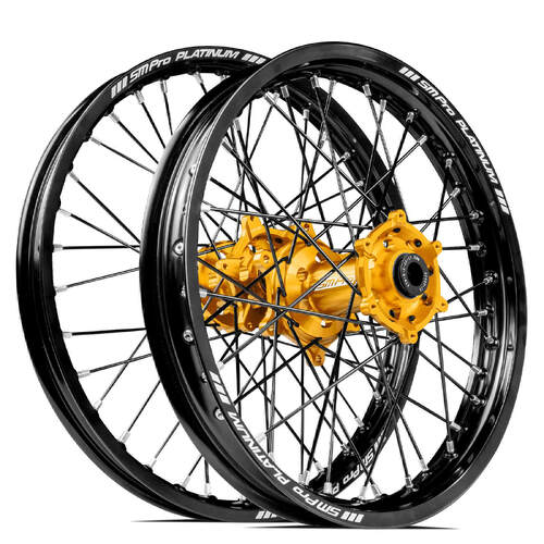 Honda CRF450R 2019-2023 SM Pro MX SNR Wheel Set 21/18 Black Rims Gold Hubs SS Black Spokes