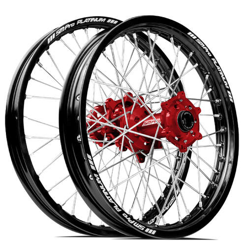 Honda CRF450R 2019-2023 SM Pro MX SNR Wheel Set 21/18 Black Rims Red Hubs SS Silver Spokes