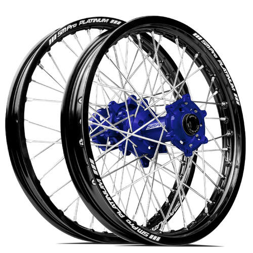 Honda CRF450R 2019-2023 SM Pro MX SNR Wheel Set 21/19 Black Rims Blue Hubs SS Silver Spokes