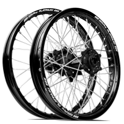 Husaberg FE390 2010-2012 SM Pro MX SNR Wheel Set 21/18 Black Rims Black Hubs SS Silver Spokes