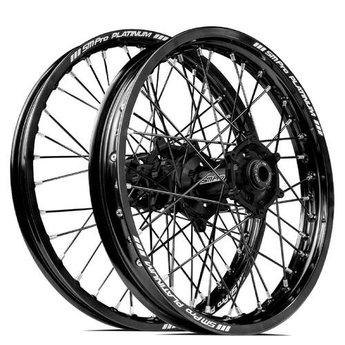 Suzuki RM250 2001 - 2008 SM Pro MX SNR Wheel Set 21/19 Black Rims Black Hubs SS Black Spokes