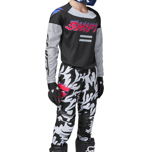 Shift White Label Flank Youth MX Motocross Jersey Black Pink YS