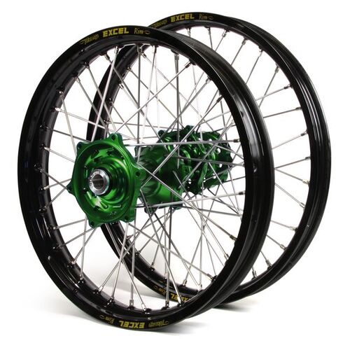 Kawasaki KX125 2006-2008 21/19Wheel Set Black Excel Rims Green Talon Hubs