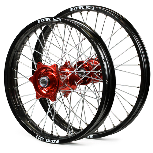 Honda CRF450 2002-2012 Wheel Set Black Excel Rims Red Talon Pro Hubs 21/18x2.15