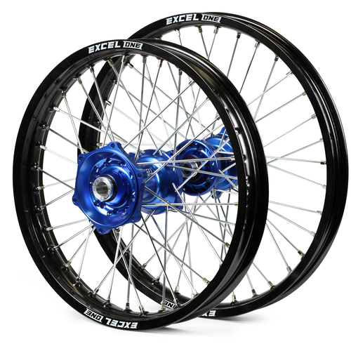 KTM 125 XC 2023 - 2025 Wheel Set Black Excel One Rims Blue Talon Pro Hubs 21/19x2.15 