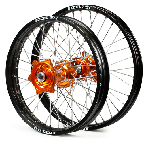 KTM 450 XC-F 2023 - 2025 Wheel Set Black Excel One Rims Orange Talon Pro Hubs 21/19x2.15 
