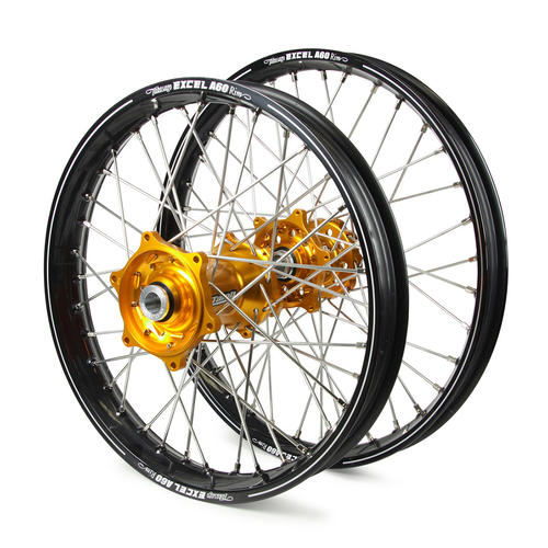 Honda CR125RR 1995-1999 Wheel Set Black Excel A60 SNR MX Rims Gold Talon Hubs 21/19x2.15