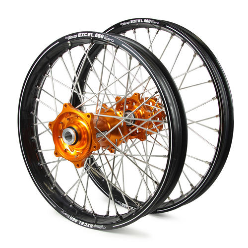 KTM 125 EXC 2003-2015 Wheel Set Black Excel A60 SNR MX Rims Orange Talon Hubs 21/18x2.15