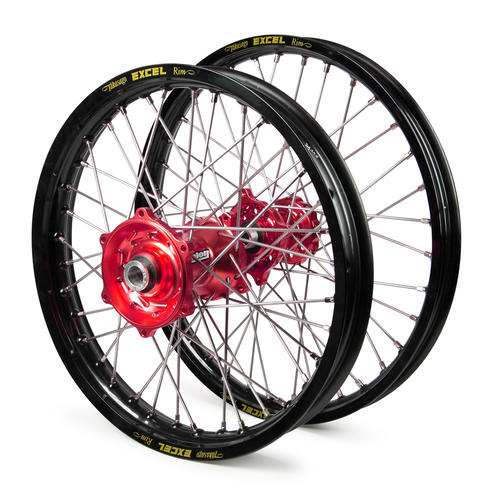 Honda CR80R 1997-2007 Wheel Set Black Excel JNR MX Rims Red Talon Hubs 19x1.4/16x1.85