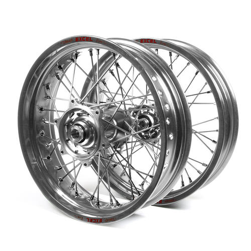 Yamaha YZ250 2002-2007 Supermotard Wheel Set Silver Excel Rims Silver Talon Hubs 17x3.50/17x4.25