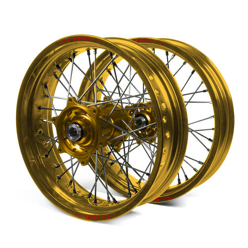 Honda XR600R 1993-1999 Supermotard Wheel Set Gold Excel Rims Gold Talon Hubs 17x3.50/17x4.25