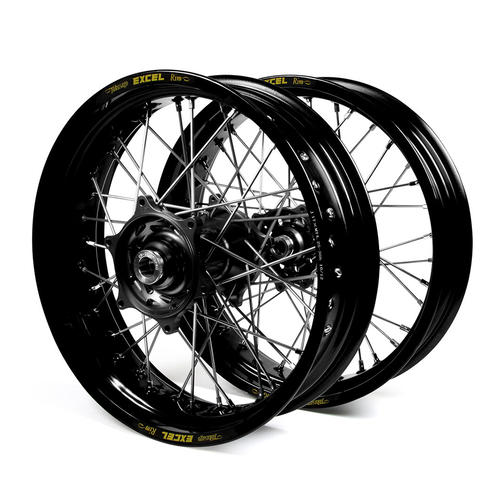 Honda XR400R 1996-2008 Supermotard Wheel Set Black Excel Rims Black Talon Hubs 17x3.50/17x4.25