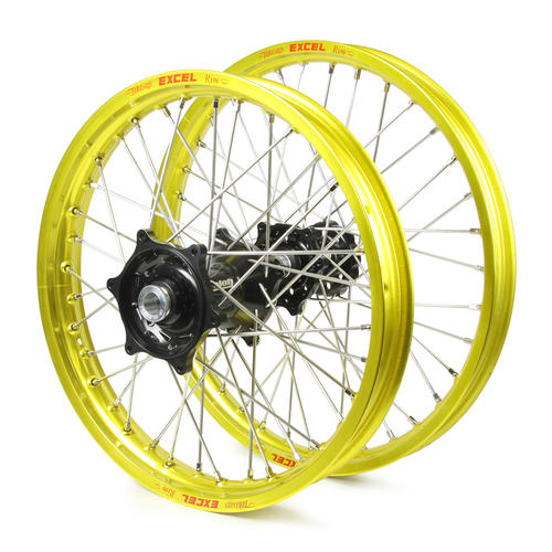 Suzuki RM125 2001-2009 Wheel Set Yellow Excel SNR MX Rims Black Talon Hubs 21/19x2.15