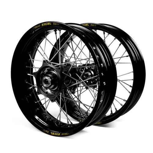 KTM 300 EXC 2003-2015 Supermotard Wheel Set Black Excel Rims Black Talon Hubs 17x3.50/17x4.25